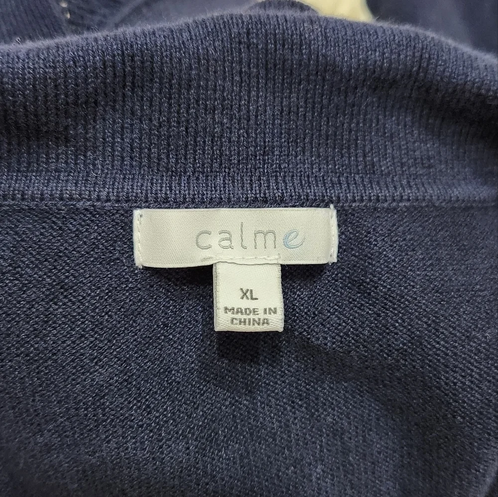 JOHNNY WAS Calme Pullover Sweater Organic Cotton / Cashmere Dark Blue Size XL